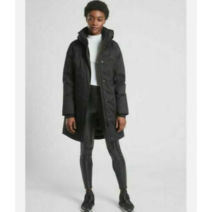 Athleta Outbound Parka II Black Down Hooded Long Winter Coat Midi Women’s XL